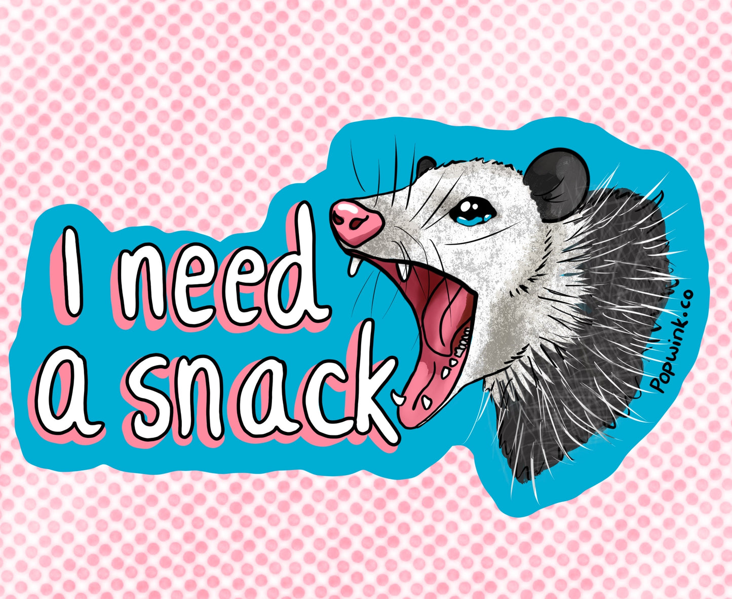 I Need A Snack Screaming Opossum Subtle Trans Flag Colors Sticker