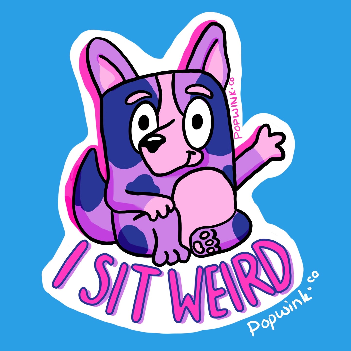 I Sit Weird Sticker Bluey Inspired Bingo Muffin Bisexual Flag Cute Pride LGBTQ