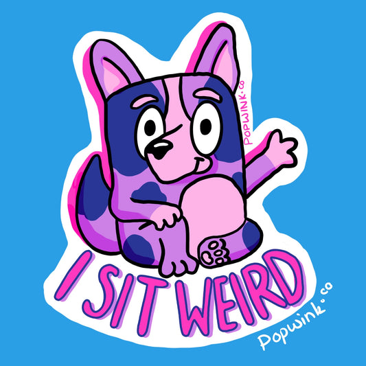 I Sit Weird Sticker Bluey Inspired Bingo Muffin Bisexual Flag Cute Pride LGBTQ