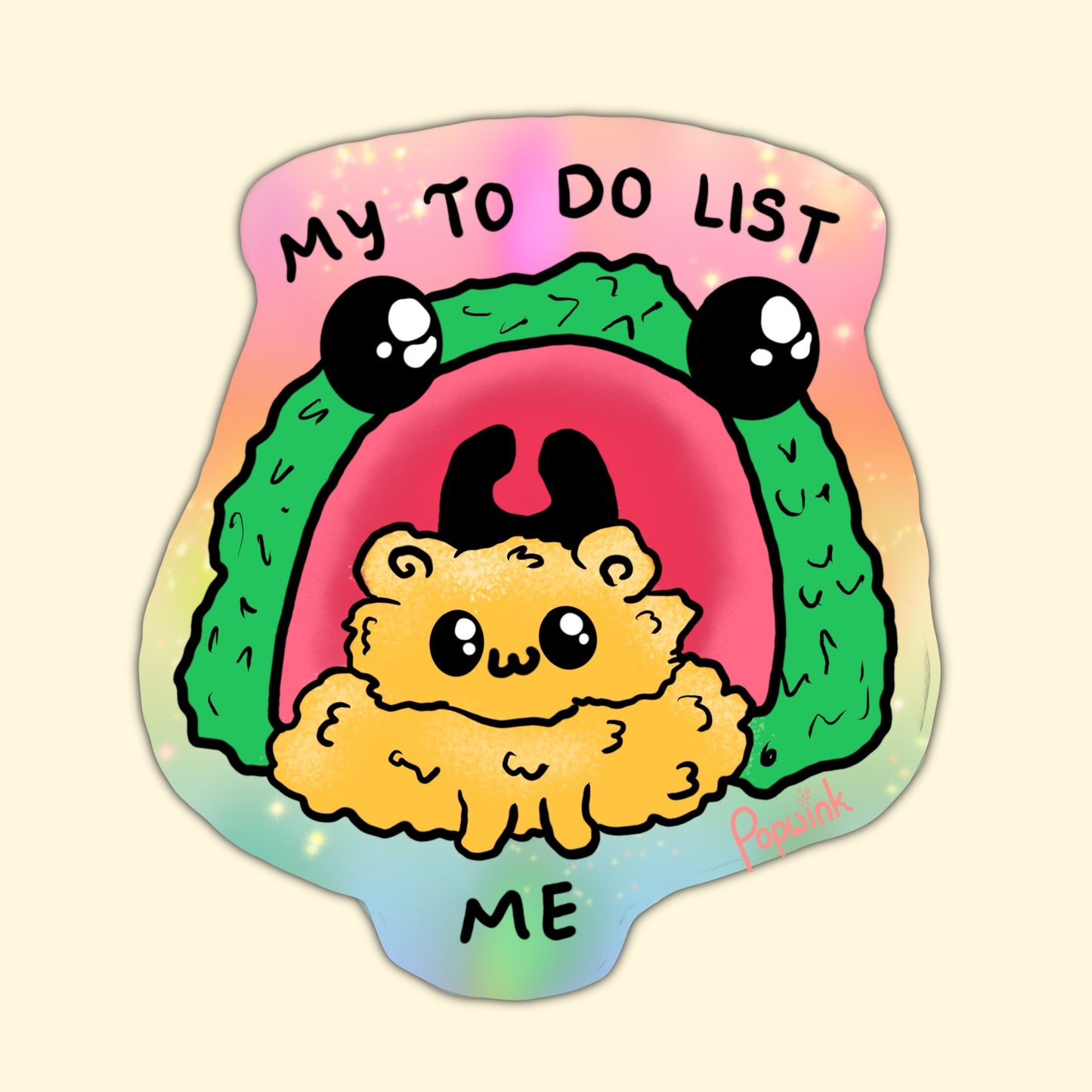 My To Do List vs Me Cute Funny Sticker Overwhelmed Busy Monster Hamster