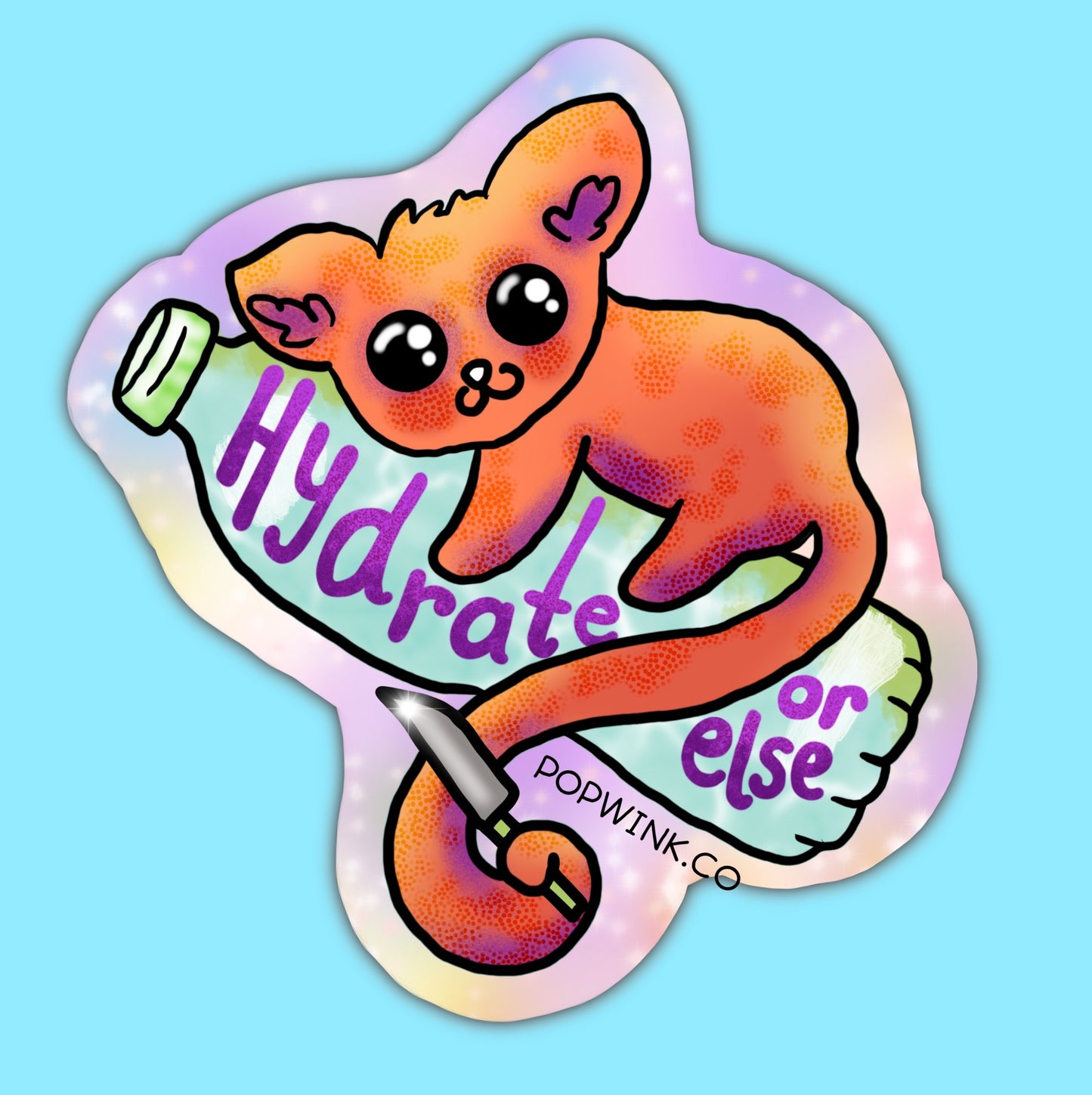 Hydrate or Else Lemur Sticker Cute Animal Water Drinking Funny